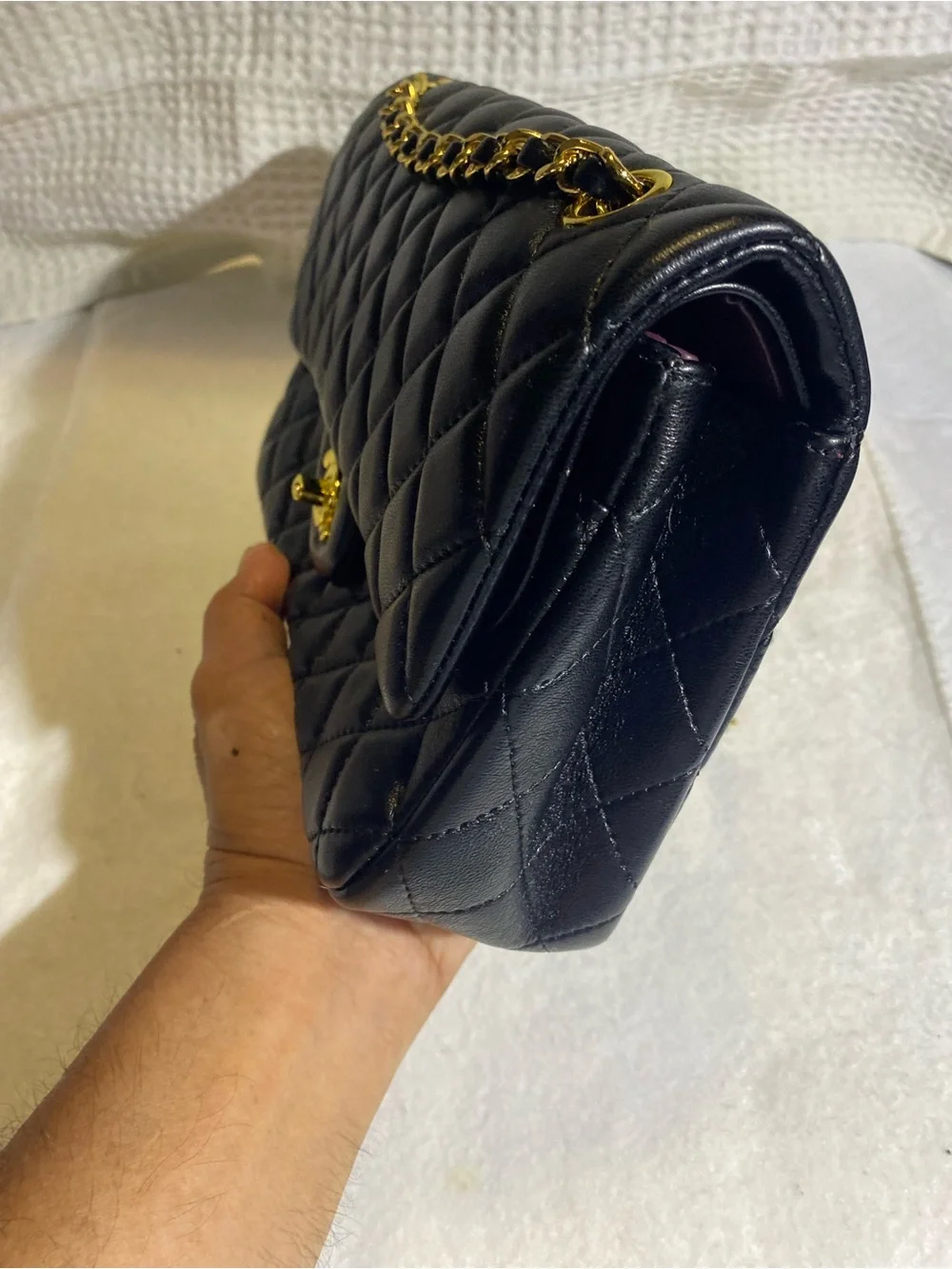 Authentic Vintage CHANEL Medium Classic double flap bag in black quilted leather